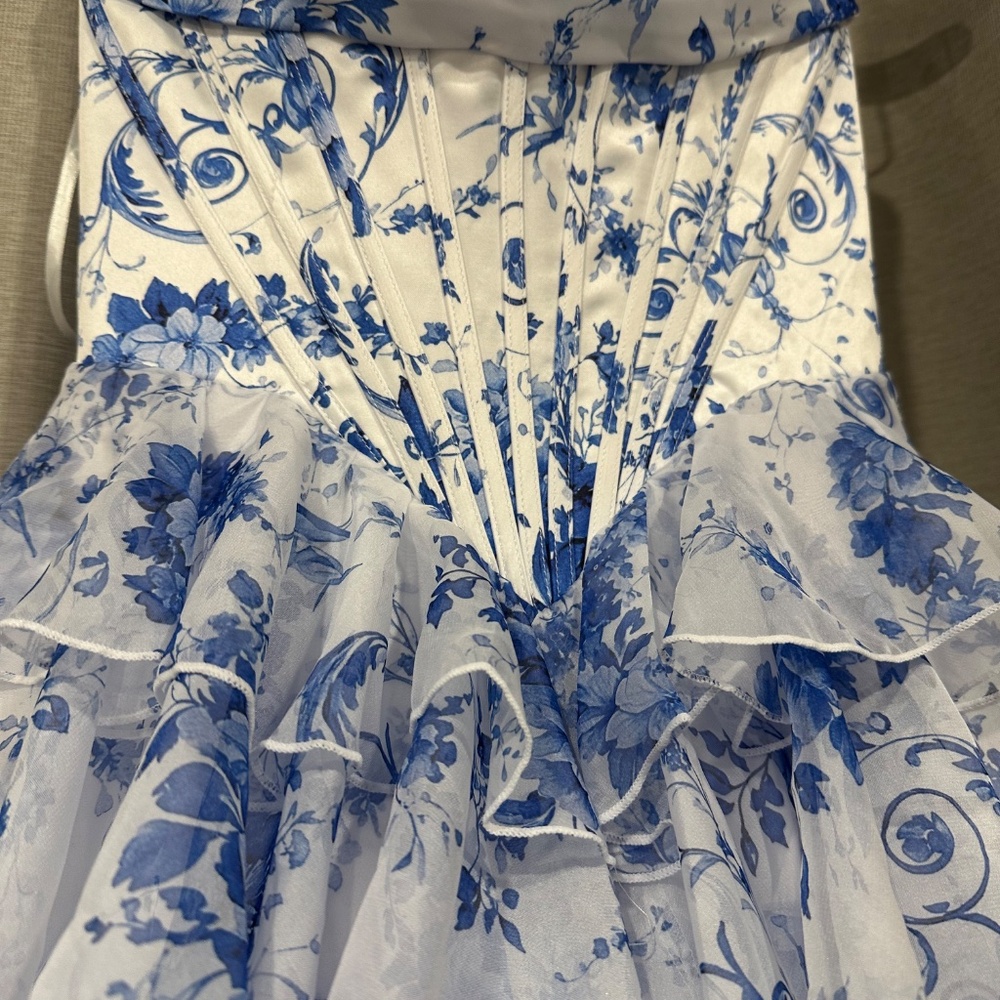 BABYONLINE STRAPLESS CHIFFON A-LINE PROM DRESS BLUE XS - Picture 6 of 15